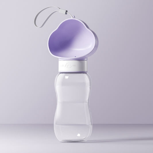 Purple 600ml Portable Dog Water Bottle - Leak-Proof Pet Travel Water Dispenser, Cloud-Shaped Drinking Bowl, V888-ELOSUNG50419