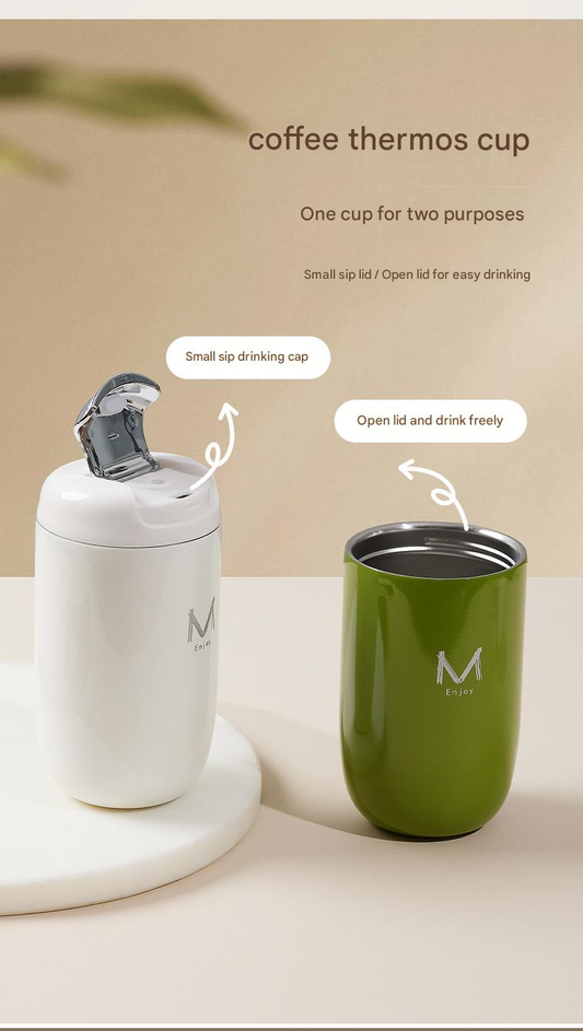 Black Premium 316 Stainless Steel Coffee Tumbler - 350ml Vacuum Insulated Travel Mug with Sip Lid, Leak-Proof V888-ELOSUNG50429