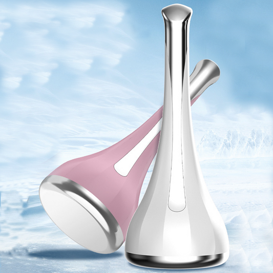 2-piece White and Pink Flat-Surface Ice Cold Therapy Facial Tool - Mini Ice Hammer Cryo Stick for Pore V888-ELOSUNG50457