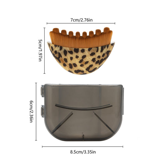 Leopard print Lymphatic Contour Face Brush - Curved Facial Eye Neck Massage Tool - Nylon Bristle Body Brush V888-ELOSUNG50462