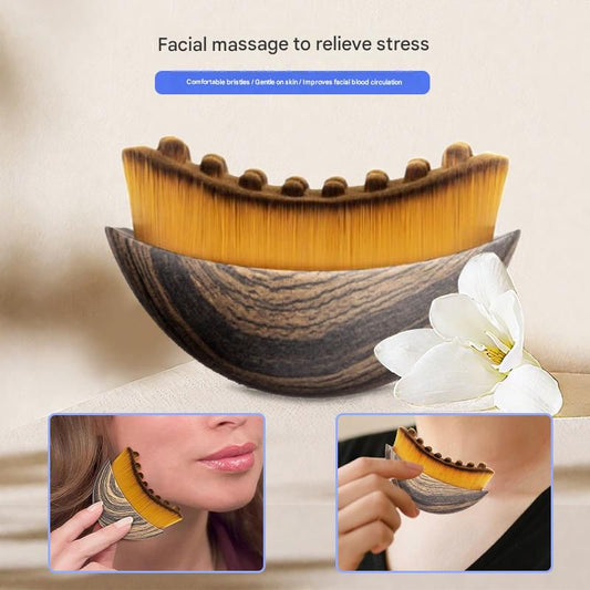 Zebra print Lymphatic Contour Face Brush - Curved Facial Eye Neck Massage Tool - Nylon Bristle Body Brush for V888-ELOSUNG50463