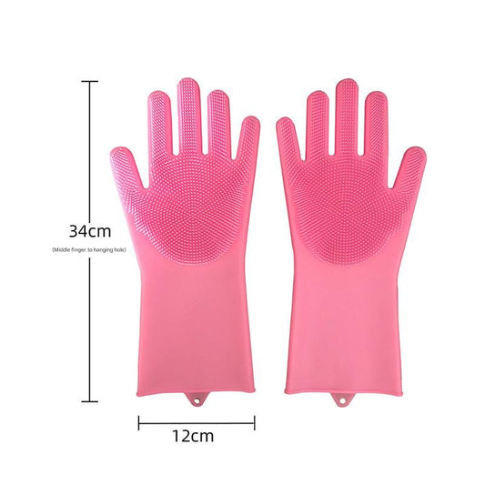 Pink Silicone Pet Bathing Gloves - Pink Double-Sided Design for Cats and Dogs - Gentle Massage, Easy Lather, V888-ELOSUNG50465