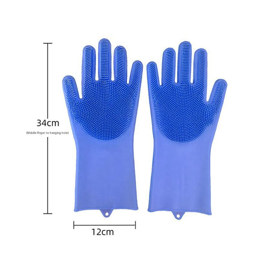Blue Silicone Pet Bathing Gloves - Pink Double-Sided Design for Cats and Dogs - Gentle Massage, Easy Lather, V888-ELOSUNG50467
