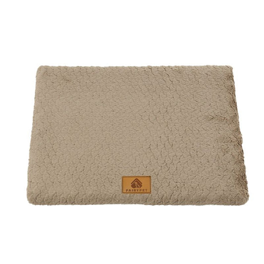 Coffee M size Pet Dog Bed Mat - Plush Short Fur Cover with Wave Foam Padding - Washable Removable Cover, V888-ELOSUNG50501