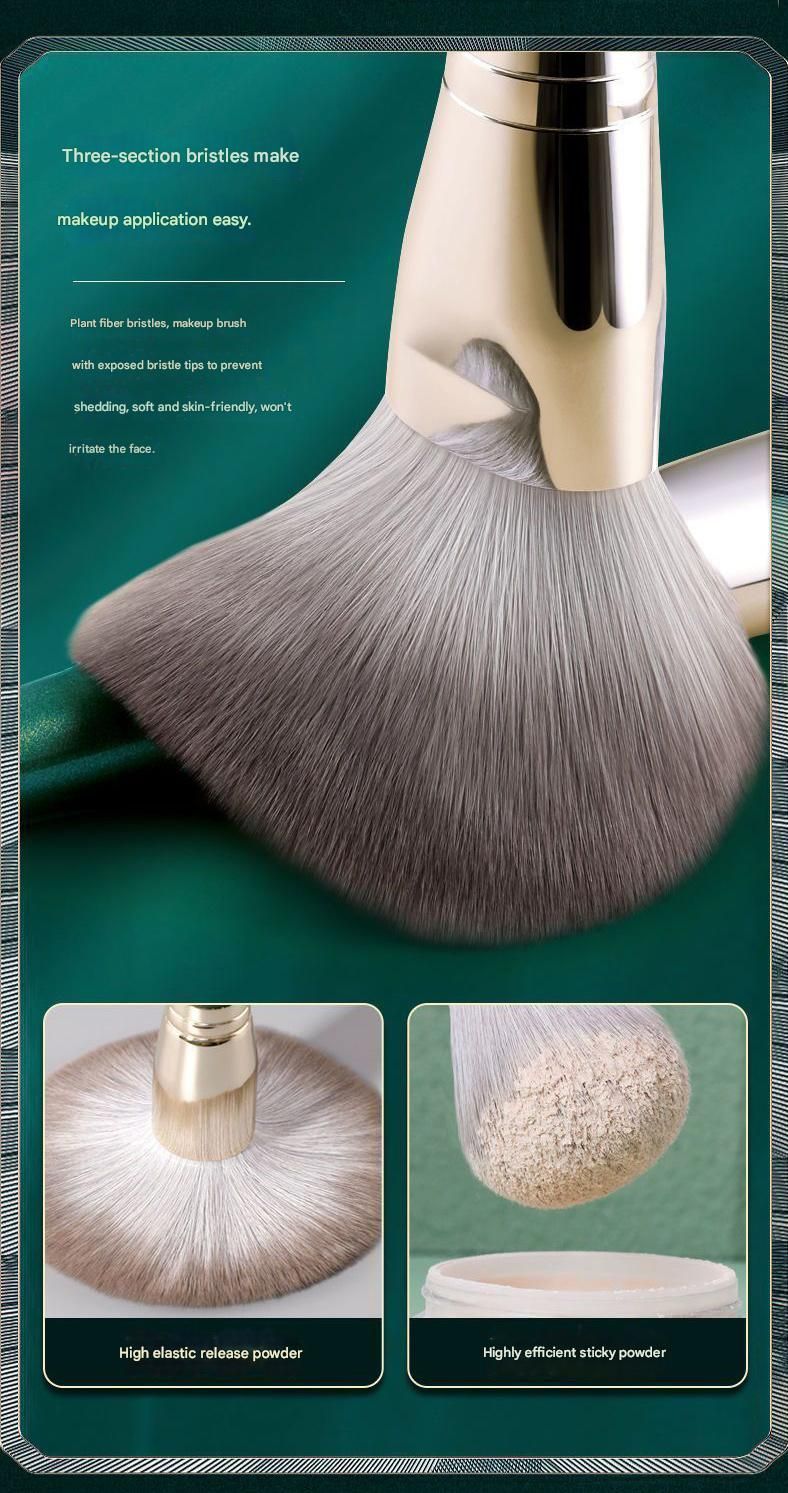 14-Piece Green Simple Packaging Synthetic Fibre Makeup Brush Set - Soft Bristles, Long Handles, Complete Face V888-ELOSUNG50551