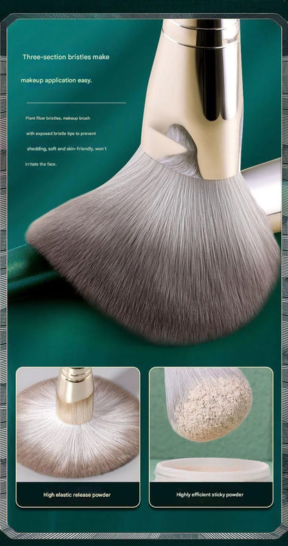 14-Piece Green Simple Packaging Synthetic Fibre Makeup Brush Set - Soft Bristles, Long Handles, Complete Face V888-ELOSUNG50551