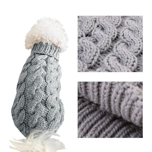 Black XL size Cosy Cable Knit Dog Jumper - Warm Winter Pet Clothing, Soft High Neck Design, Small to Medium V888-ELOSUNG50563