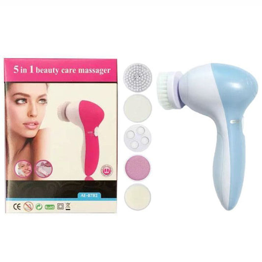 Blue 5-in-1 Electric Facial Cleansing Brush - Rotating Face Scrubber with 5 Interchangeable Heads for Deep V888-ELOSUNG50606