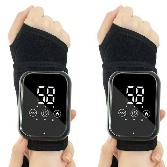 Black 2-piece Electric Heating Wrist Massager with Vibration and Hot Compress - 3 Heat Levels, 3 Vibration V888-ELOSUNG50618