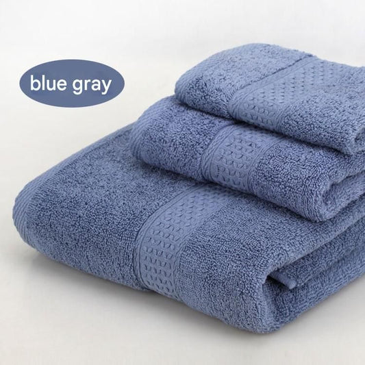 3-Piece Blue-gray Towel Set - Soft Absorbent Bath, Hand & Face Towels with Jacquard Weave, Gift Set for Home, V888-ELOSUNG50639