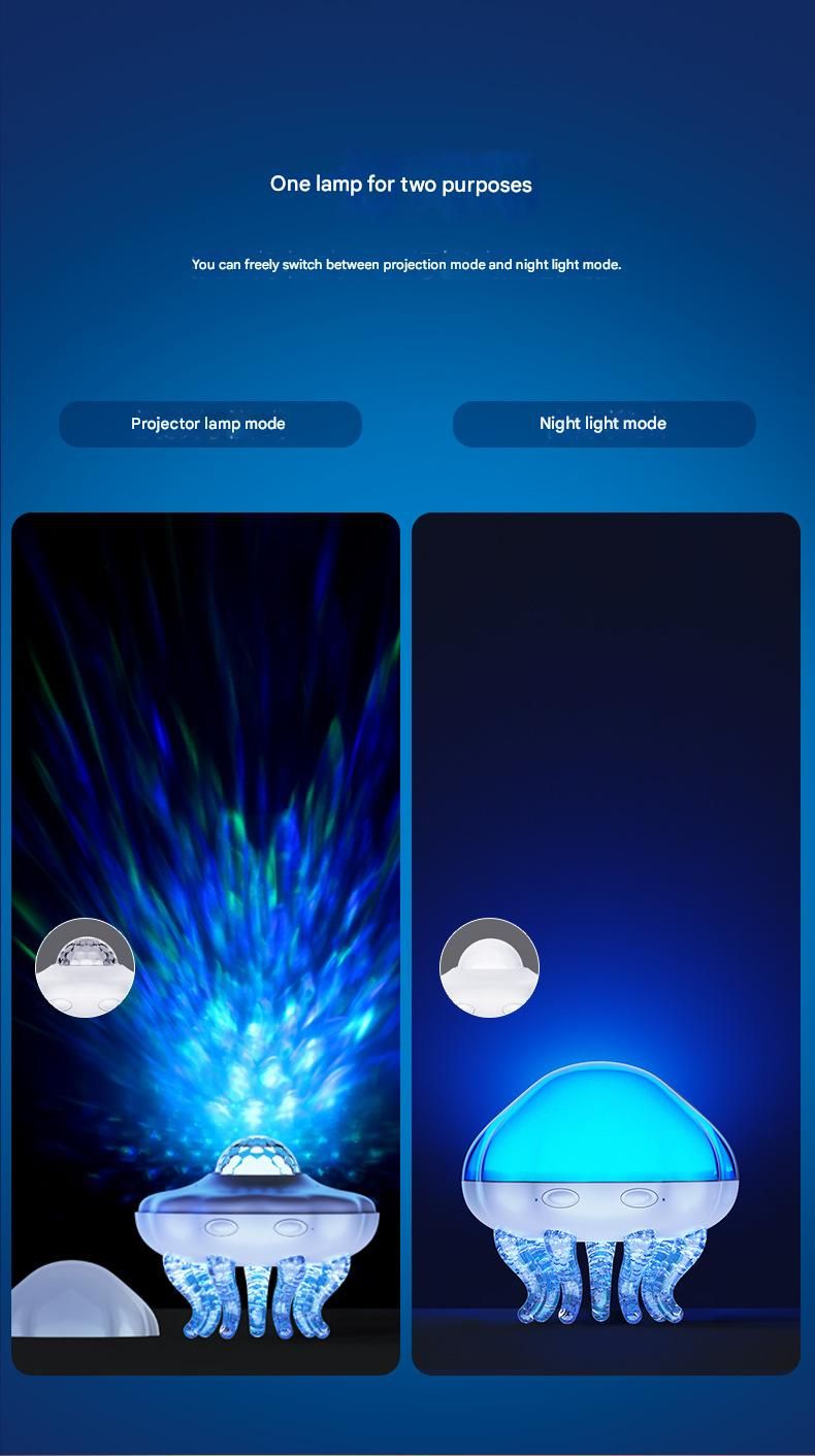 Jellyfish Ocean Wave Projector Night Light - USB Powered , 2 Timer Settings, Dual Mode Projection and Night V888-ELOSUNG50649