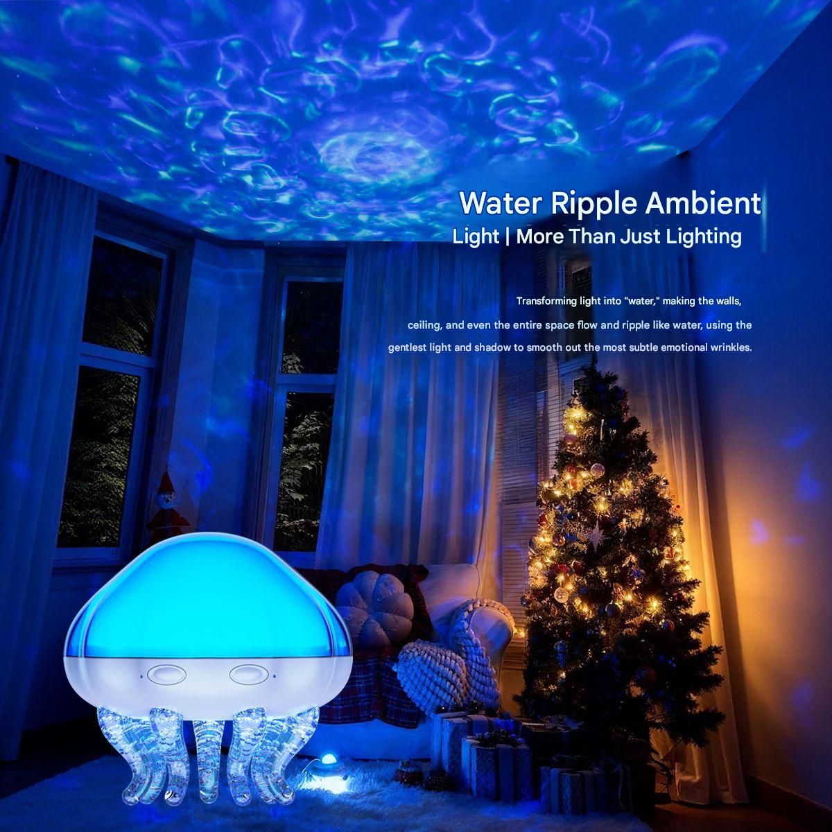 Jellyfish Ocean Wave Projector Night Light - USB Powered , 2 Timer Settings, Dual Mode Projection and Night V888-ELOSUNG50649