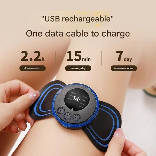 7-pack Black and Blue Mini Massage Patch - Portable Smart Neck & Shoulder Massager with 8 Modes, 19 Intensity V888-ELOSUNG50650