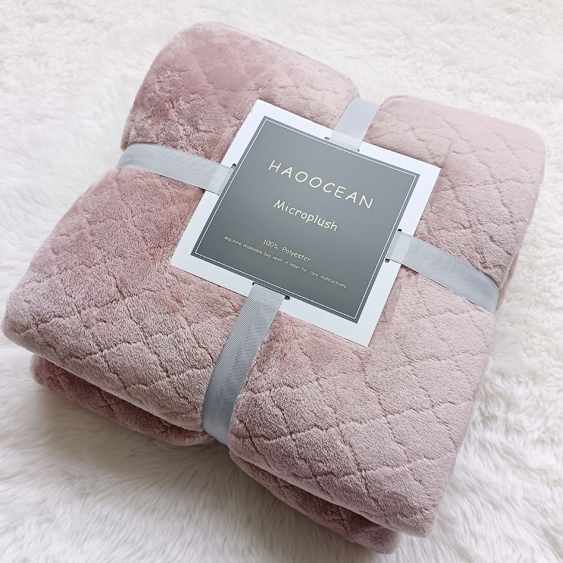Pink 70*100cm Flannel Fleece Blanket - Quilted Diamond Pattern, Soft & Warm Polyester Throw for Office Nap, V888-ELOSUNG50658