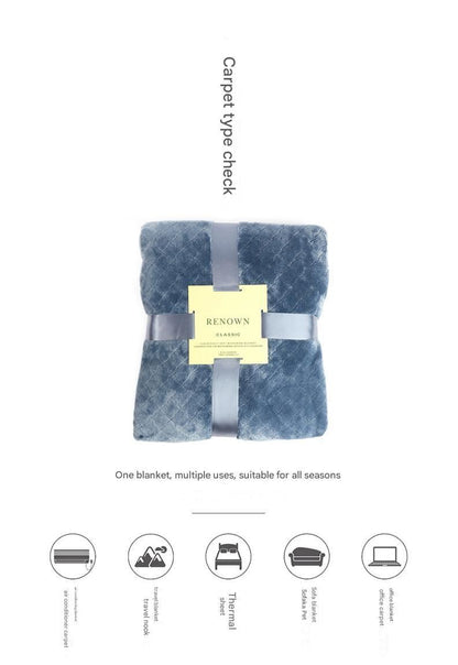Pink 130*150cm Flannel Fleece Blanket - Quilted Diamond Pattern, Soft & Warm Polyester Throw for Office Nap, V888-ELOSUNG50659