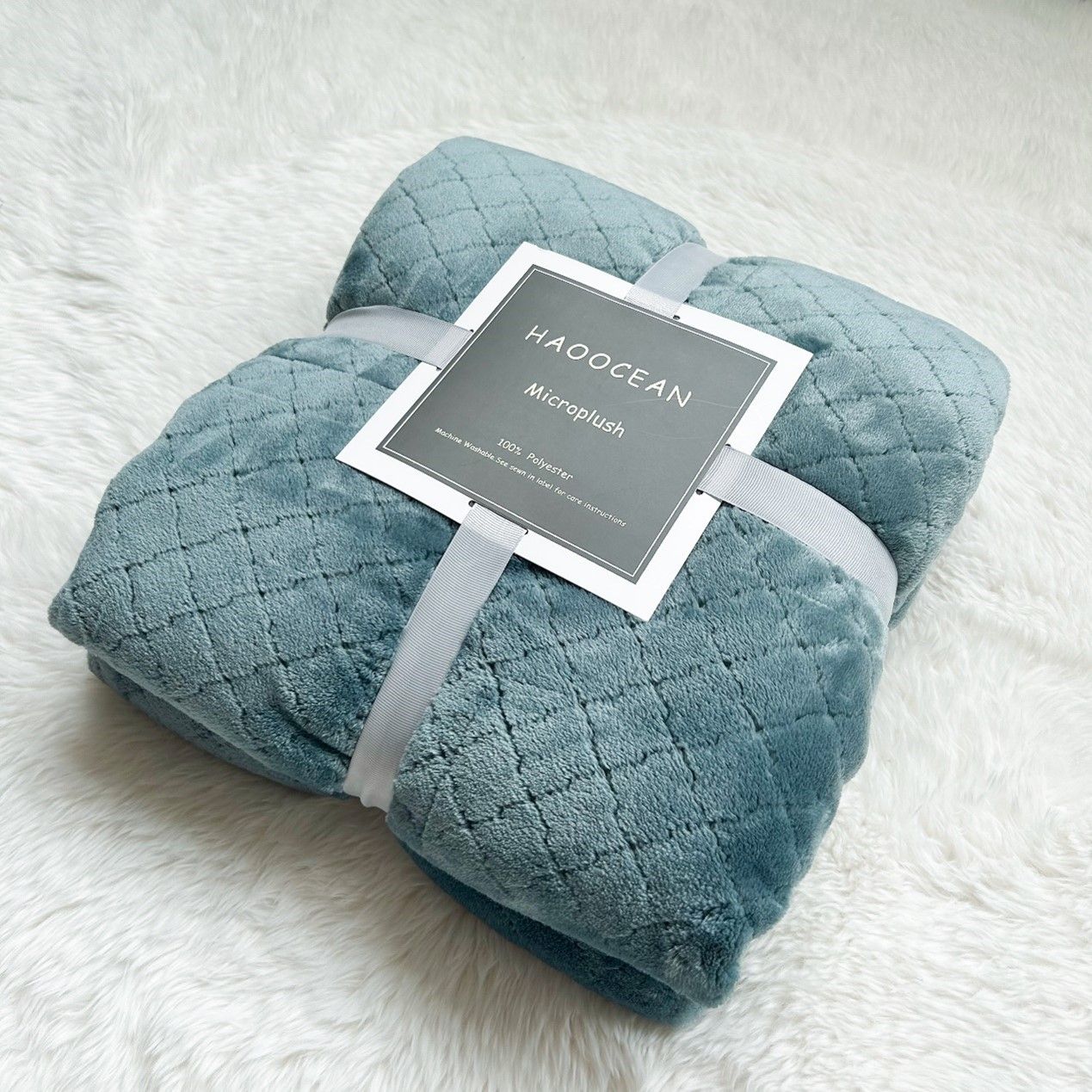 Green 70*100cm Flannel Fleece Blanket - Quilted Diamond Pattern, Soft & Warm Polyester Throw for Office Nap, V888-ELOSUNG50669