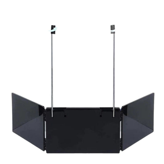 Black Trifold Self Hair Cutting Mirror with Adjustable Hooks - 3-Way Folding Mirror for Barber Use, Shaving, V888-ELOSUNG50672