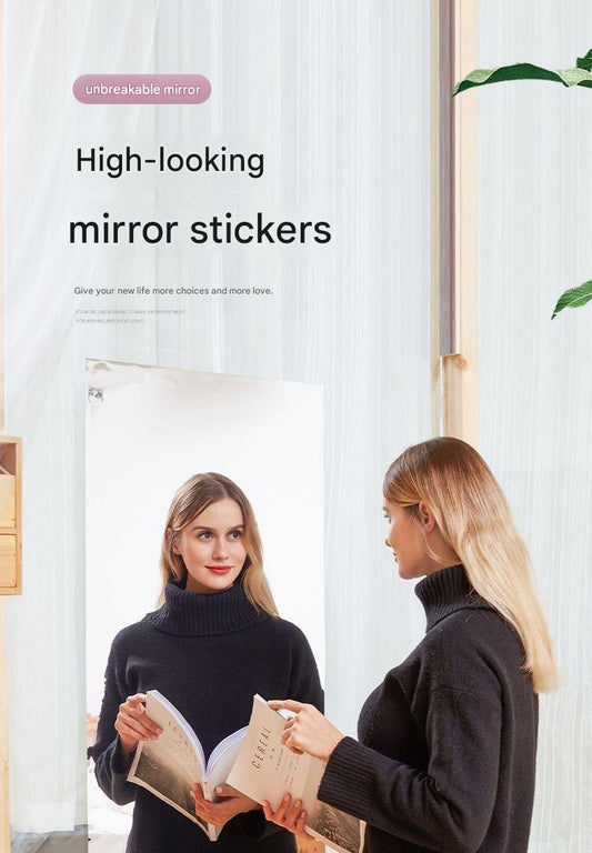 40*200cm Self-Adhesive PET Mirror Sticker - Unbreakable Soft Glass Mirror Film, Safety Soft Mirror - V888-ELOSUNG50689