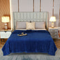 200*230cm Blue Solid Colour Flannel Throw Blanket - Thick Double-Sided Fleece with Ribbed Texture - Soft V888-ELOSUNG50694