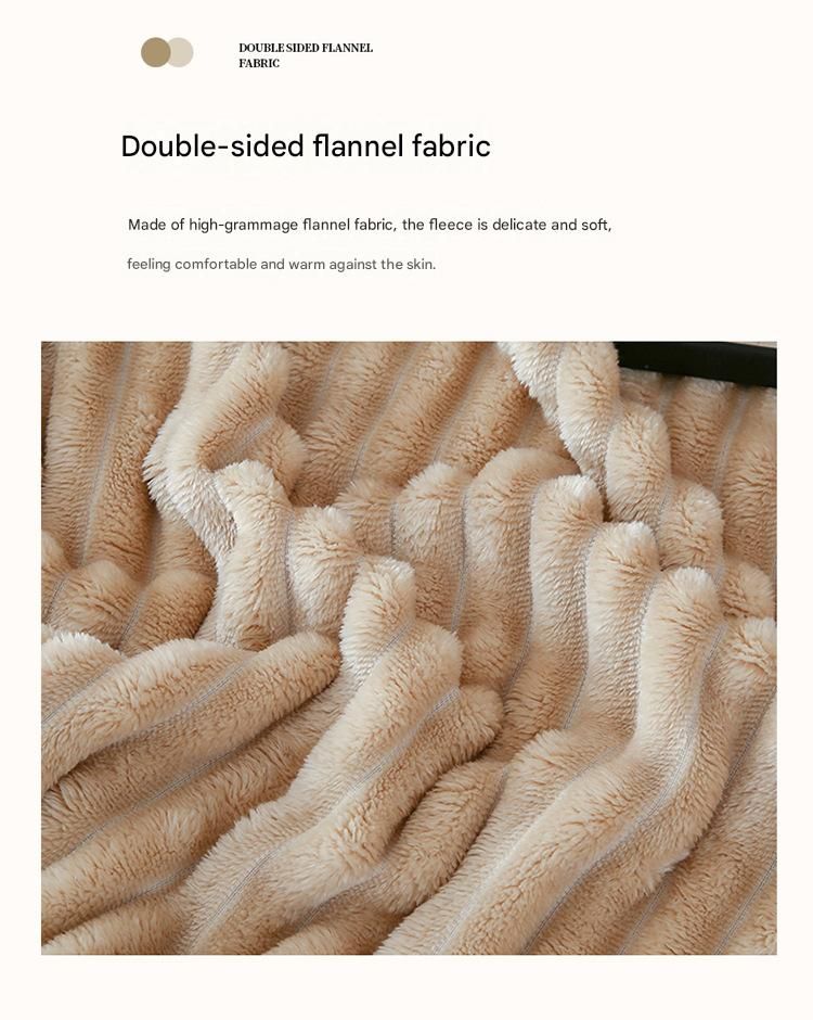 200*230cm Red Solid Colour Flannel Throw Blanket - Thick Double-Sided Fleece with Ribbed Texture - Soft throw V888-ELOSUNG50697