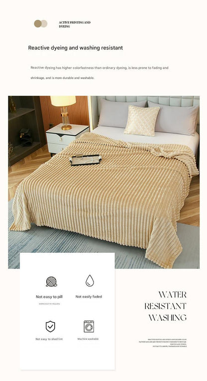 200*230cm Dark grey Solid Colour Flannel Throw Blanket - Thick Double-Sided Fleece with Ribbed Texture - Soft V888-ELOSUNG50712