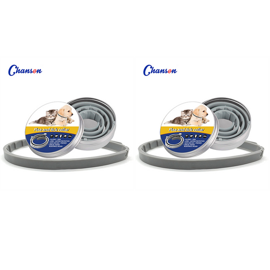 2-piece Grey 38cm Adjustable Flea and Tick Collar for Dogs and Cats - 8 Month Protection, Waterproof TPR V888-ELOSUNG50734