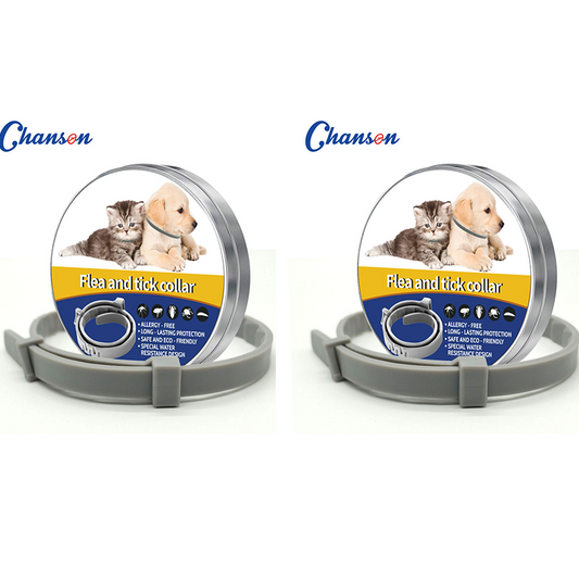 2-piece Grey 62cm Adjustable Flea and Tick Collar for Dogs and Cats - 8 Month Protection, Waterproof TPR V888-ELOSUNG50735