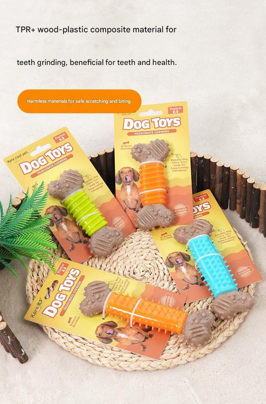 Blue Polka Dot Pattern Durable Dog Chew Toy - TPR Plastic Composite Bone for Small to Medium Dogs - Teeth V888-ELOSUNG50739