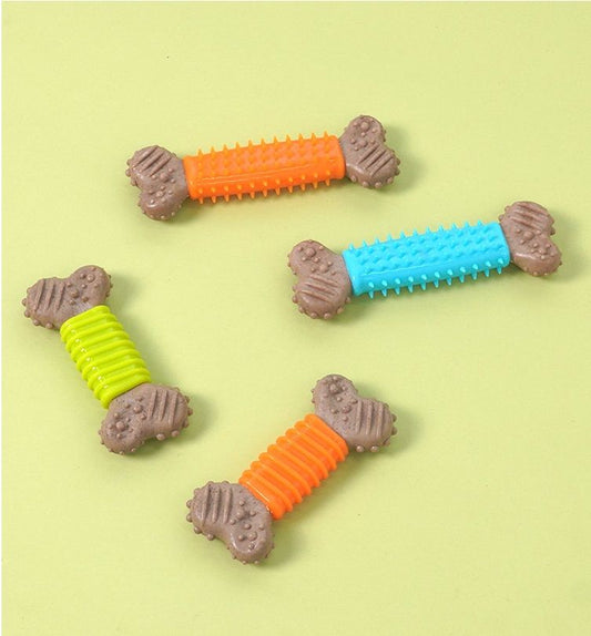 4-piece Polka Dot Pattern and Diagonal stripes Durable Dog Chew Toy - TPR Plastic Composite Bone for Small to V888-ELOSUNG50740