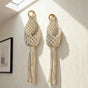 2-piece White Macrame Hanging Plant Holder - Cotton Rope Wall Basket, Bohemian Style Decor for Indoor Plants V888-ELOSUNG50746