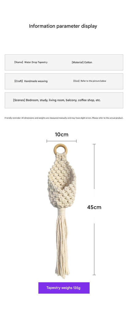2-piece White Macrame Hanging Plant Holder - Cotton Rope Wall Basket, Bohemian Style Decor for Indoor Plants V888-ELOSUNG50746