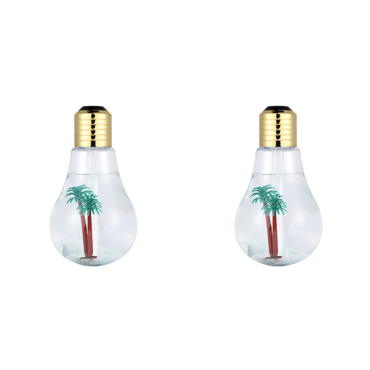 2-piece Golden Bulb-Shaped Mini Humidifier - 400ml Ultrasonic Air Moisturizer with 7-Color LED Night Light & V888-ELOSUNG50813