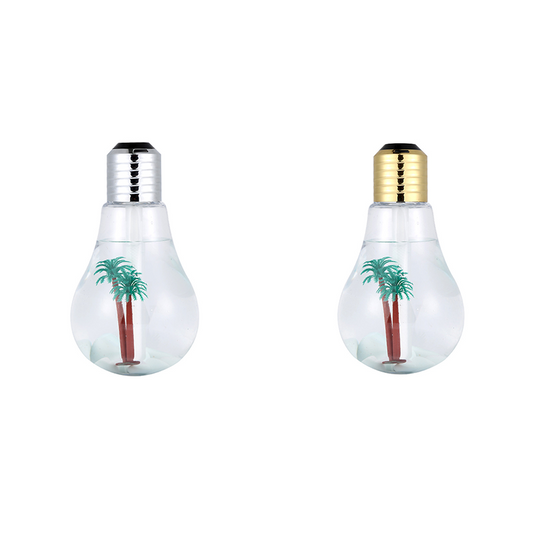 2-piece Golden and Silvery Bulb-Shaped Mini Humidifier - 400ml Ultrasonic Air Moisturizer with 7-Color LED V888-ELOSUNG50814