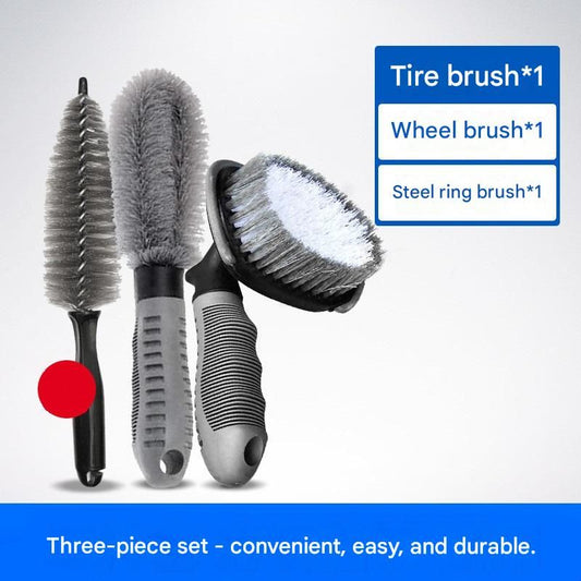3-piece Car Tyre and Wheel Rim Cleaning Brush - Heavy Duty PP Bristles, Ergonomic L-Shaped Handle, Durable V888-ELOSUNG50844