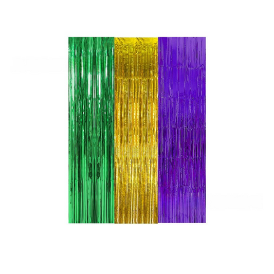 5-piece Dark blue Laser Tinsel Foil Fringe Curtain - 1*1m Metallic Party Streamer Backdrop for Birthday, V888-ELOSUNG50852