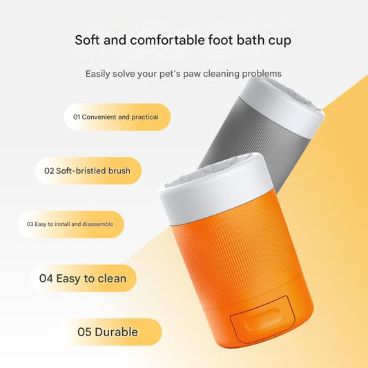 Grey Pet Paw Cleaner Cup - Portable Dog Foot Washer with Soft Silicone Bristles - Easy Clean, Detachable V888-ELOSUNG50879