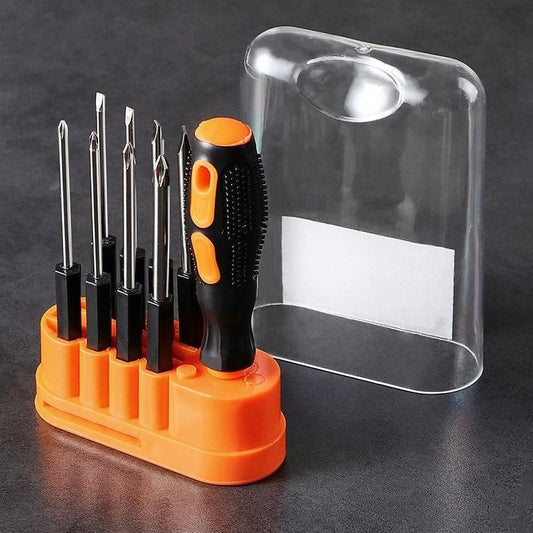 8-in-1 Black and Orange Multi-Bit Screwdriver Set - Compact Precision Tool Kit with Phillips and Slotted Bits V888-ELOSUNG50885
