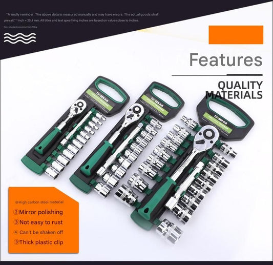 Green 12-Piece 1/2-Inch Drive 24-Tooth Ratchet & Socket Set - High-Carbon Steel, Mirror-Polished Socket V888-ELOSUNG50887