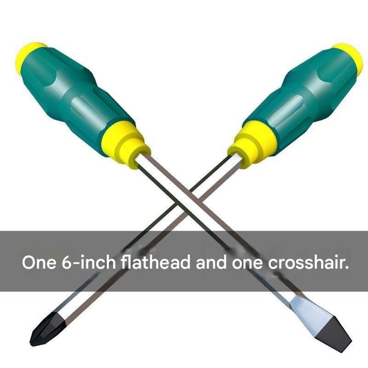 2-piece Green One 6-inch Phillips screwdriver and one 6-inch flathead screwdriver Impact-Resistant Magnetic V888-ELOSUNG50895