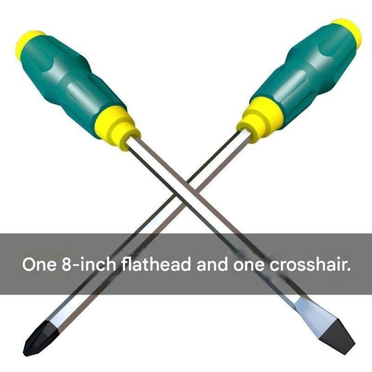 2-piece Green One 8-inch Phillips screwdriver and one 8-inch flathead screwdriver Impact-Resistant Magnetic V888-ELOSUNG50896