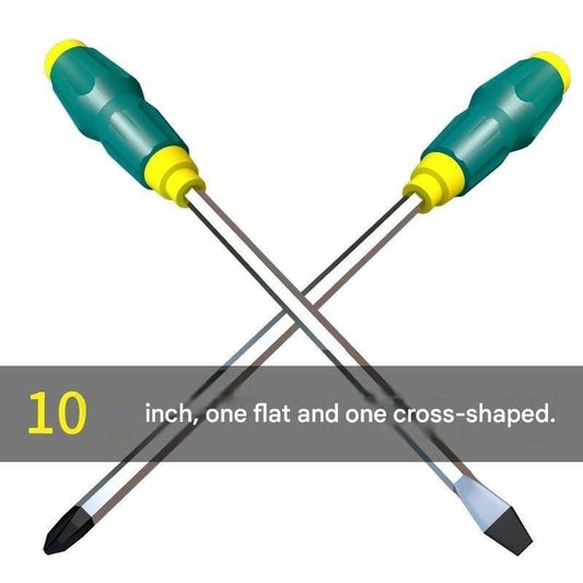 2-piece Green One 10-inch Phillips screwdriver and one 10-inch flathead screwdriver Impact-Resistant Magnetic V888-ELOSUNG50897