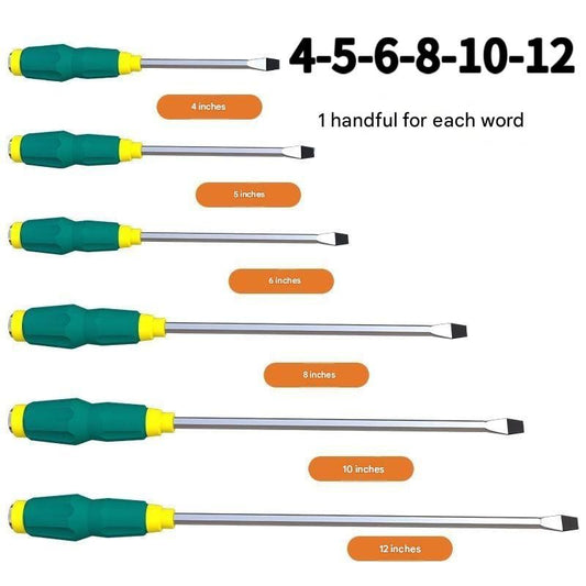 6-piece Green flathead screwdriver Impact-Resistant Magnetic Screwdriver with Through-Tang Shaft - Chrome V888-ELOSUNG50899