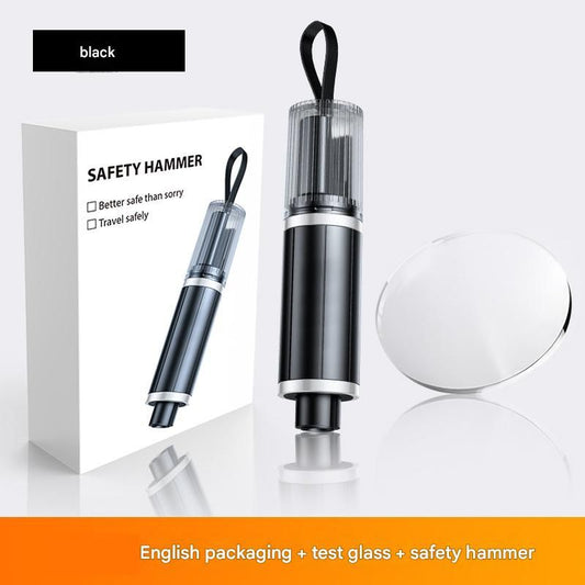 Black 2-in-1 Car Window Breaker and Seatbelt Cutter - Tungsten Steel Tip, Compact Emergency Escape Tool for V888-ELOSUNG50901