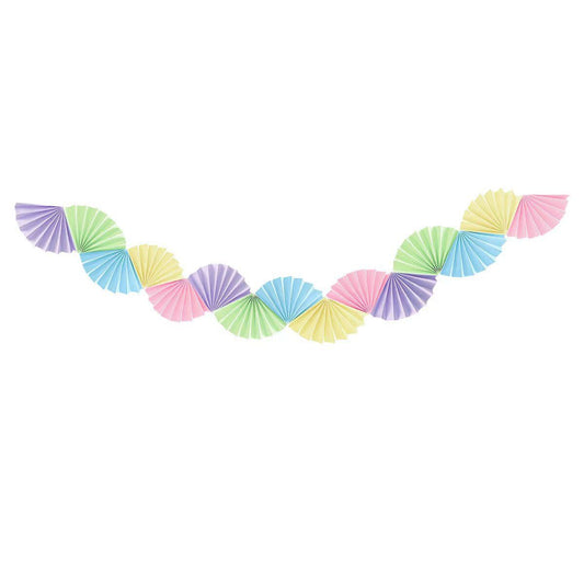 2-piece Macaron Colors Paper Fan Garland - Colourful Party Bunting with Vibrant Folded Paper Fans, Durable V888-ELOSUNG50909