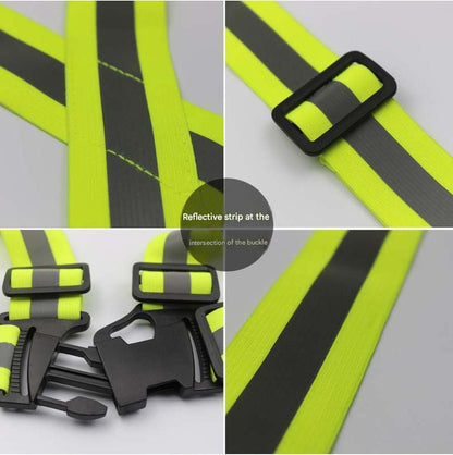 Green Adjustable Reflective Safety Vest - High Visibility Elastic Straps for Night Running, Cycling & V888-ELOSUNG50912