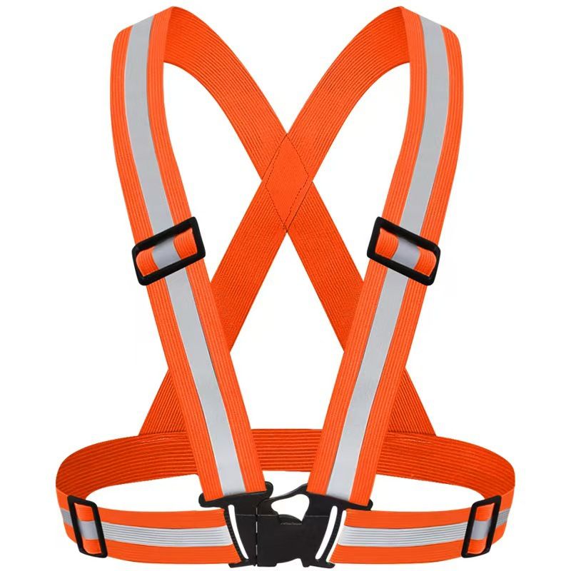 Orange Adjustable Reflective Safety Vest - High Visibility Elastic Straps for Night Running, Cycling & V888-ELOSUNG50913