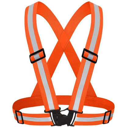 Orange Adjustable Reflective Safety Vest - High Visibility Elastic Straps for Night Running, Cycling & V888-ELOSUNG50913
