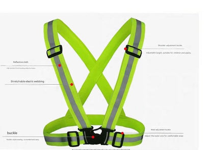 Orange Adjustable Reflective Safety Vest - High Visibility Elastic Straps for Night Running, Cycling & V888-ELOSUNG50913