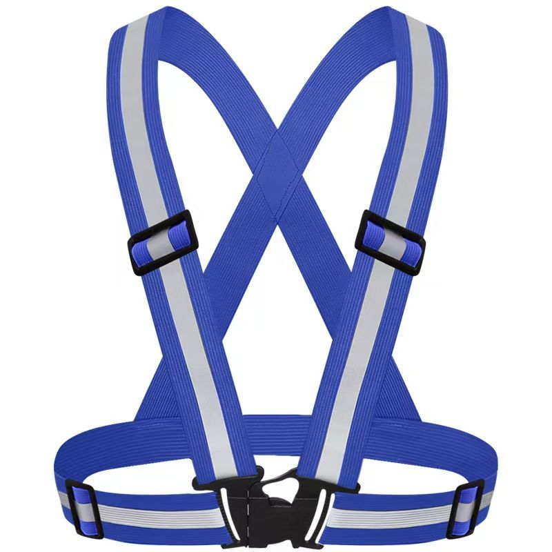 Blue Adjustable Reflective Safety Vest - High Visibility Elastic Straps for Night Running, Cycling & V888-ELOSUNG50914