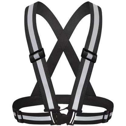 Black Adjustable Reflective Safety Vest - High Visibility Elastic Straps for Night Running, Cycling & V888-ELOSUNG50915